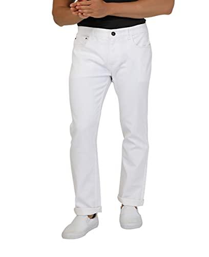 ben martin men's slim fit stretchable 38 size white cotton denim jeans pant for men, jj3-14