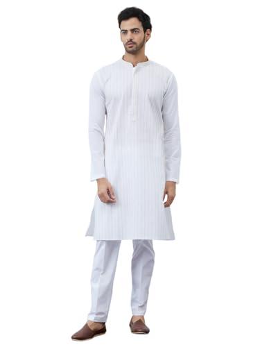 see designs white cotton regular fit embellished kurta mandarin collar long sleeves_sdkt1416xs