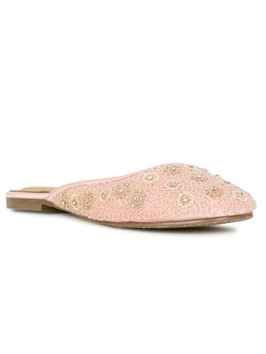 bata red label women's peach flat mule e 23 festive (5795010_pink_3 uk)