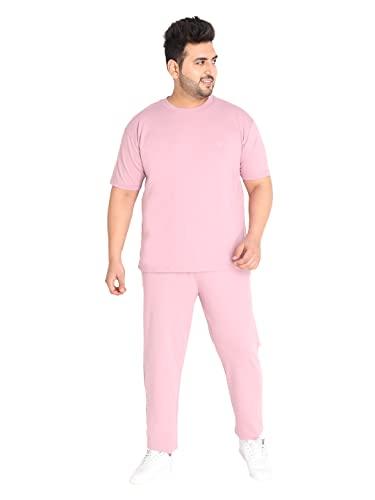 chkokko men plus size casual summer track suit co-ord sets pastel pink xxl