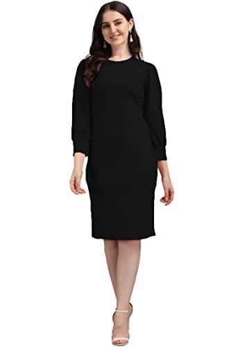 purvaja women's corduroy bodycon knee-length dress (ruby-073-bl-xl_black