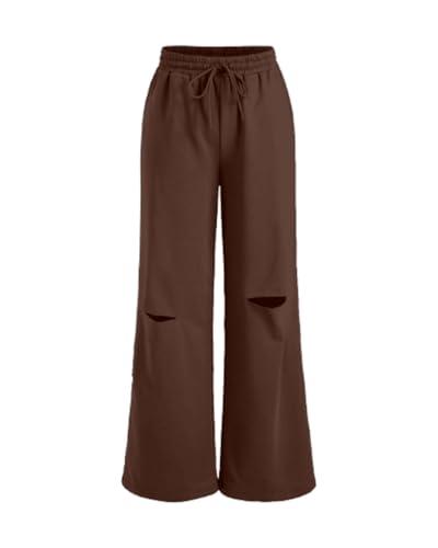 aahwan brown solid oversized wide leg knee half cut baggy korean pants trousers for women & girls' (265-brown-32)