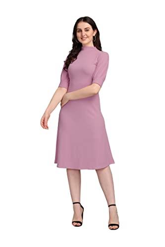 purvaja women's corduroy fit and flare knee-length dress ruby-116-lv-medium_light violet