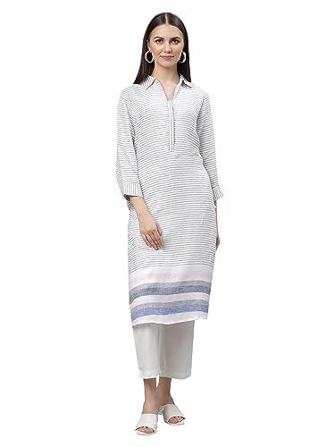 linen club woman pure linen multicolor striped kurta for women (size:xxl)-lwkist0090198