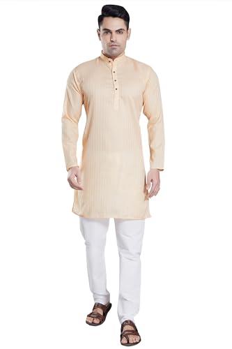 divisive men's self zari line cotton blend slim fit kurta pyjama set (dkrt79_m_ivory)