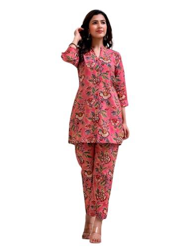 leriya fashion ethnic kurta co ord set for women(2xl, pink)