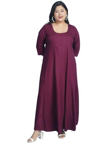 therebelinme plus size women's plum solid color a-line maxi dress-(xxxxl)