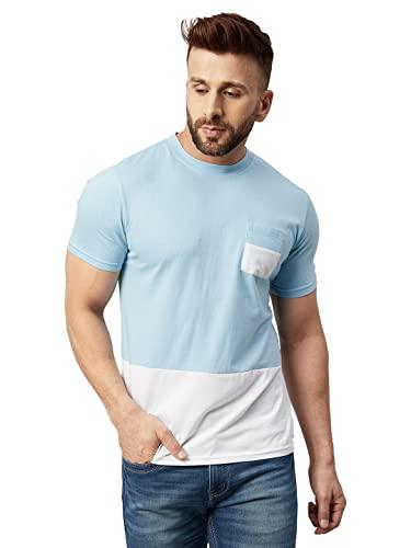 gritstones men sky blue and white round neck cotton color block t-shirt (gshspktst2965sbluwht_xl)