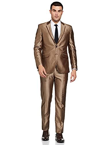 raymond rayon blend men's full sleeve contemporary fit dark brown formal suit (ridy00291-o6 104)