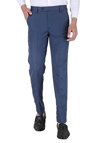 uptodate fashion mens slim regular fit formal trouser formal pant for men blue