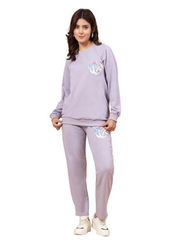 rigo cotton terry oversized co-ord tracksuit set for women | oversized sweatshirt & trackpants | full sleeves puff print track suit set for women | winter wear co-ord track suit set