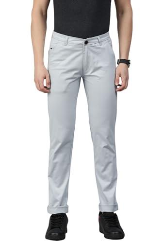 majestic man slim fit cotton blend lycra casual solid trousers for men (36, ice blue)