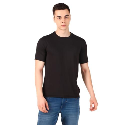 well quality casual sap knit round neck half sleeve tshirt for men's black