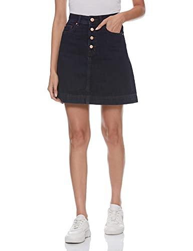 marks & spencer polyester a-line skirt (t57_9069_dark indigo_10)