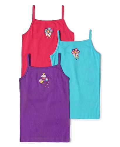 jockey fg03 girl's super combed cotton rib fabric spot printed camisole with regular straps_assorted_9-10 yrs (pack of 3_colors & prints may vary)