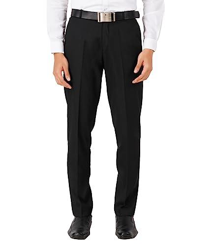 mchenry men's stretchable self checkered formal trousers (32, black)