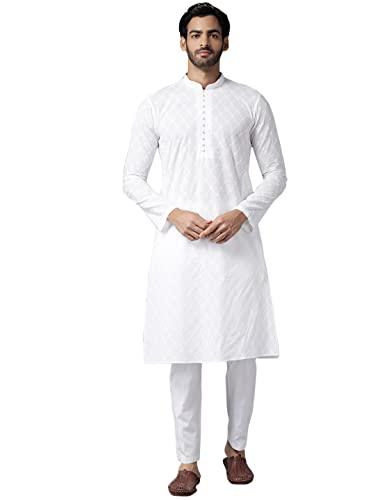 see designs white cotton regular fit chikankari kurta mandarin collar long sleeves_sdkt1092l