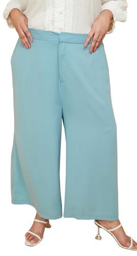 max women plus size solid wide leg trousers (btm2812p_blue)