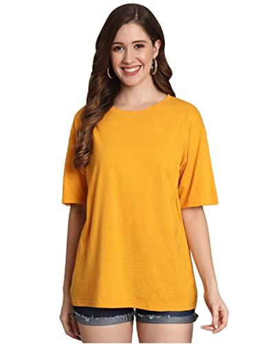 funday fashion cotton half sleeve oversized t-shirt for women (xx-large, yellow)