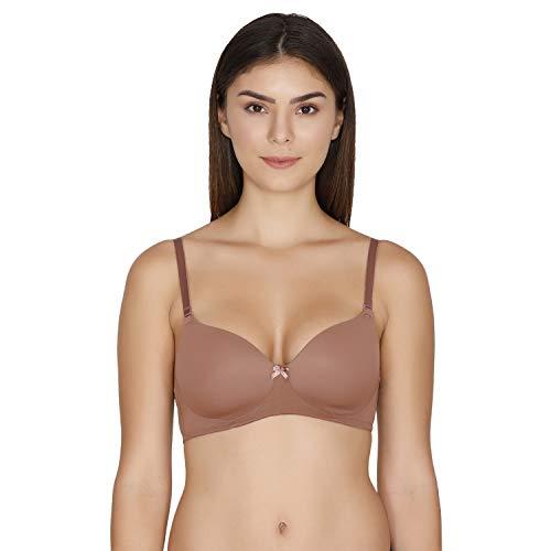 zivame women's rayon medium padded wire free t-shirt bra (zi1946-nutmeg_brown_36d_brown_36d)