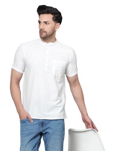 latest chikan men's cotton regular textured strped short kurta half sleeves - casual ethnic wear