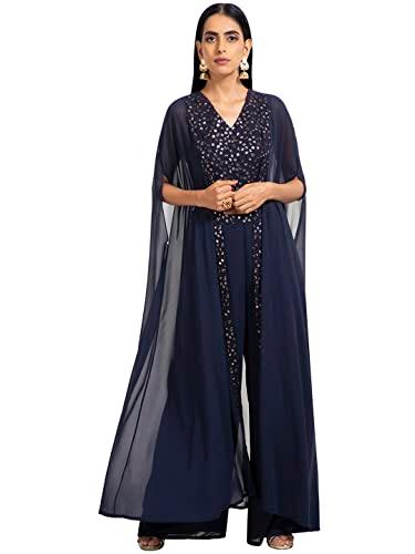 indya women's ankle length kurta dress (ijc00061_blue_medium_blue_m)