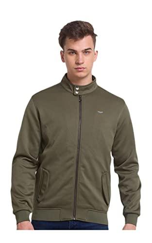 park avenue regular fit green bomber jackets for men