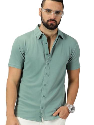 gespo men shirt || valetino fabric half sleeve shirts for mens (color-moss green)