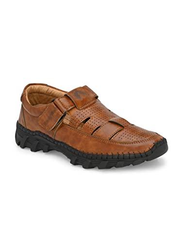 rising wolf synthetic leather tan sandal for men