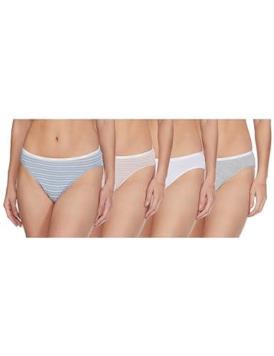 marks & spencer 4pk supima cotton rich high leg knickers t615744hlight blue mix (l)