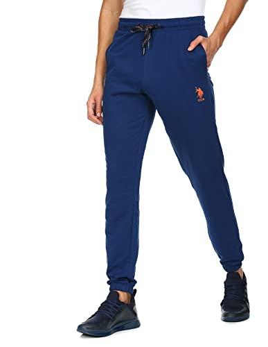 u.s. polo assn. men comfort fit solid cotton poly i674 joggers pack of 1 (mid blue xl)