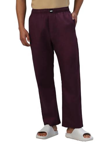 bewakoof men's solid regular fit pyjama_589681_maroon_l