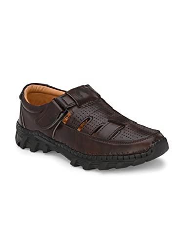 rising wolf synthetic leather brown sandal for men