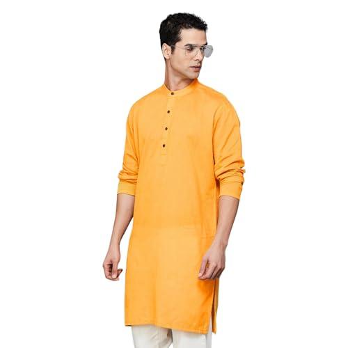 melange by lifestyle men's cotton regular kurta (1000013385502 yellow