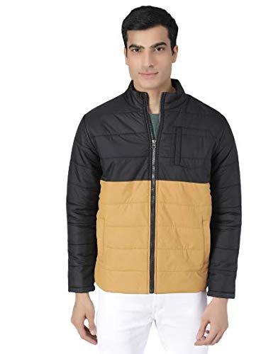 kotty long sleeve padded puffer men winter jacket (blackyellow,l)