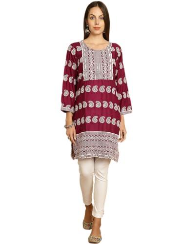 jompers women chikankari and sequen work kurta (purple, xl)