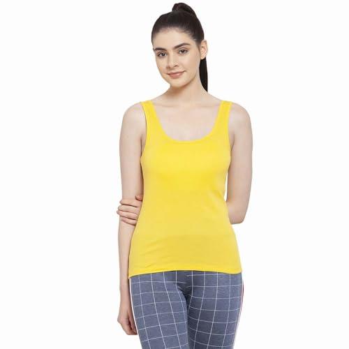 friskers yellow cotton women racerback tank top