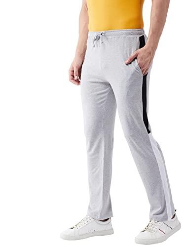 gritstones mens regular fit cotton solid track pant with side zip pockets (gstp2789gmlblkwht-s)