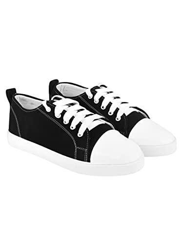 shoetopia smart casual lace-up black sneakers for girls /uk3