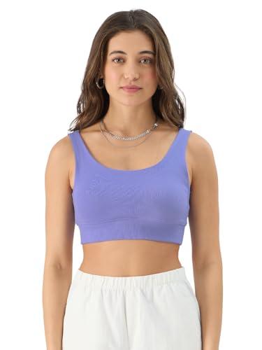 the souled store solids: periwinkle women and girls pull on cotton blend bralette top purple