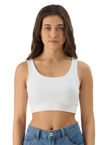 the souled store solids: white women and girls pull on cotton blend bralette top