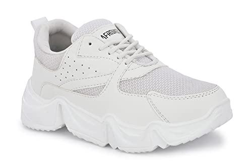 afrojack women's casual shoes | sneakers | lace up| white color lightweight shoes w520