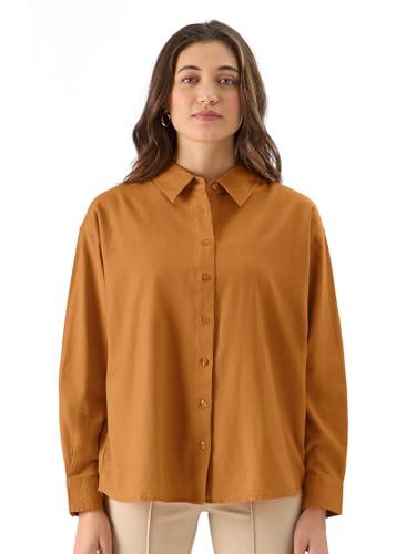 the souled store solids: earthy rust women boyfriend shirts