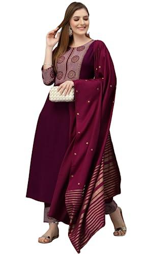 klosia women embroidered kurta and pant set with dupatta (medium)