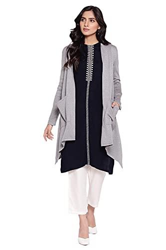 w for woman women's acrylic silver circular flared cardigan (20now40055-c4346 scooge_wm)