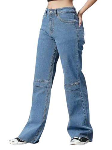 greciilooks womens slouchy denim cotton & lycra denim regular fit jeans (blue, 30)