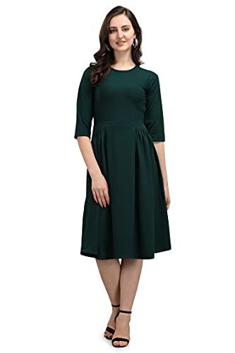 purvaja women's corduroy fit and flare knee-length dress (ruby-045-gn-xl_green