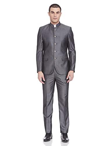 raymond rayon blend men's full sleeve contemporary fit medium grey formal suit (ridb00323-g5 38)