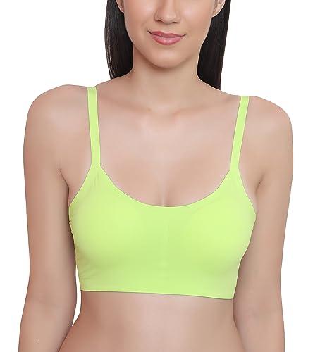 glamoras womens nylon spandex padded full coverage wire free seamless ice silk styled back everyday bra, size-m green