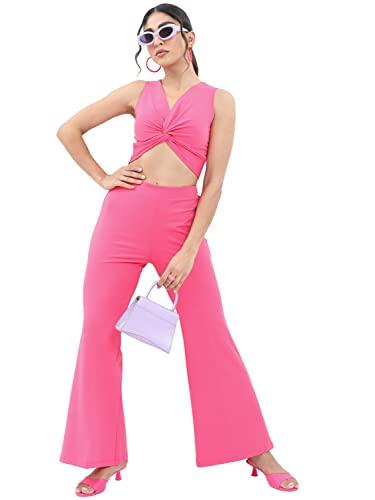 ketch polyester blend women top with pant (suit-skirt set purple